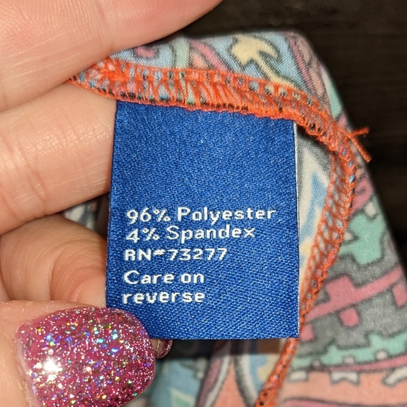 Apt 9 Paisley Dress Orange Coral Aqua Stretchy Pockets Loose Fit Casual D5 - Picture 6 of 13